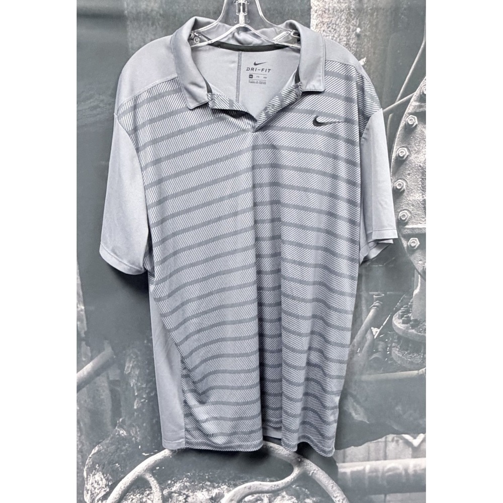 Nike Polo Shirt Mens 2XL Gray Golf Zonal Cooling Blade Collar Victory Pickleball